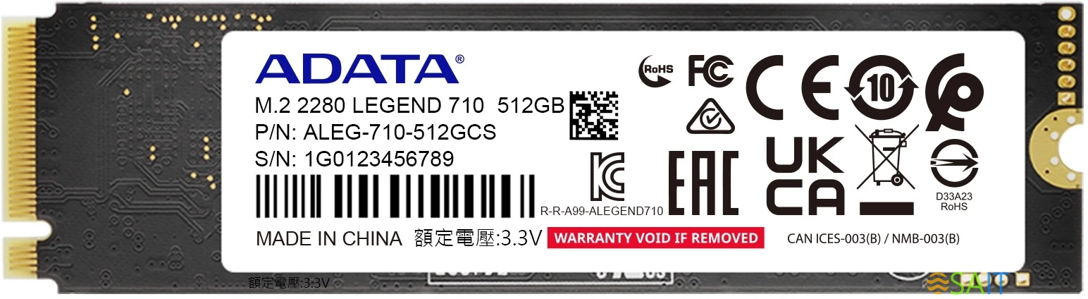 Накопитель SSD A-Data PCIe 3.0 x4 512GB ALEG-710-512GCS Legend 710 M.2 2280