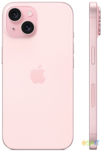 Смартфон Apple A3090 iPhone 15 256Gb розовый моноблок 3G 4G 1Sim 6.1" 1179x2556 iOS 17 48Mpix 802.11 a/b/g/n/ac/ax NFC GPS GSM900/1800 Protect