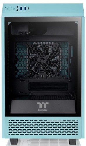 Корпус Thermaltake The Tower 100 Turquoise голубой без БП miniITX 1x120mm 3x140mm 2xUSB3.0 audio bott PSU