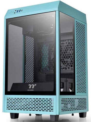 Корпус Thermaltake The Tower 100 Turquoise голубой без БП miniITX 1x120mm 3x140mm 2xUSB3.0 audio bott PSU