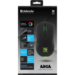 Defender Проводная игровая мышь Arga GM-049 черн,радуж,6кн,3600dpi,+ковер Defender Arga GM-049