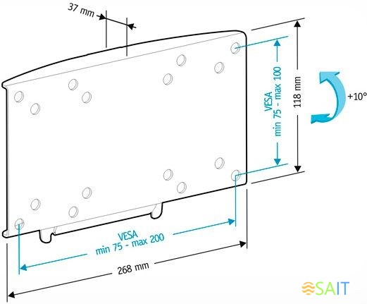 Кронштейн для телевизора Holder LCDS-5061 черный 19"-32" макс.30кг настенный наклон