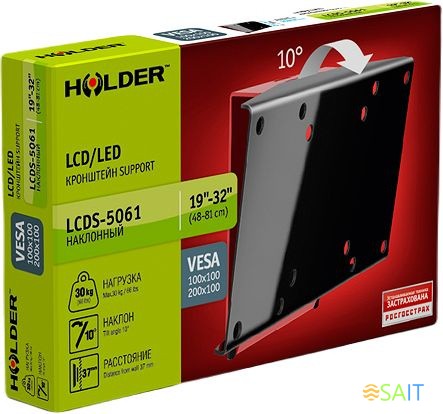 Кронштейн для телевизора Holder LCDS-5061 черный 19"-32" макс.30кг настенный наклон