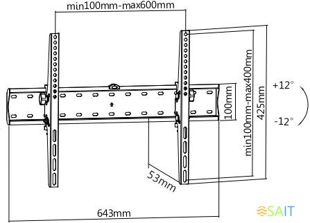 Кронштейн для телевизора Ultramounts UM839T черный 37"-70" макс.40кг настенный наклон