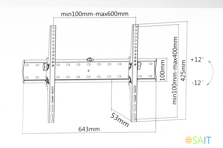 Кронштейн для телевизора Ultramounts UM839T черный 37"-70" макс.40кг настенный наклон