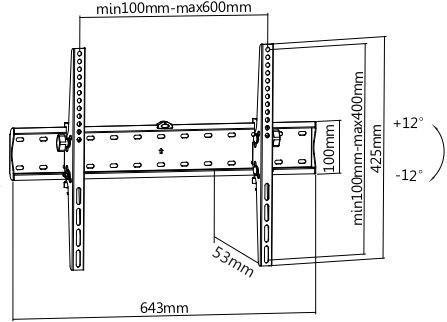 Кронштейн для телевизора Ultramounts UM839T черный 37"-70" макс.40кг настенный наклон