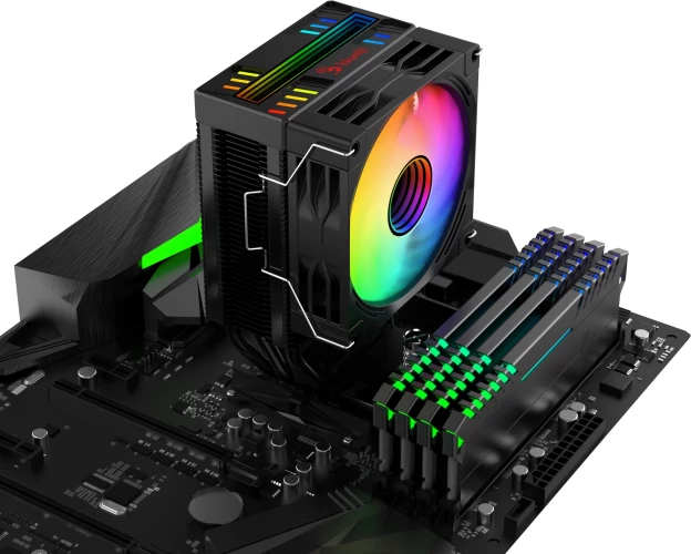 Устройство охлаждения(кулер) Bloody BD-AC150-ARGB1 ARGB Soc-AM5/AM4/1200/1700/1851 черный 4-pin 11-23dB Al+Cu LCD 150W 365gr Ret (BD-AC150-ARGB1-BK)