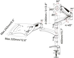 Кронштейн для монитора/ноутбука Cactus CS-VM-LH08-BK черный 13"-32" макс.16кг настольный поворот и наклон