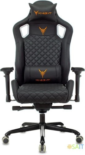 Кресло игровое Knight TITAN черный ромбик эко.кожа с подголов. крестов. металл