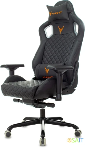 Кресло игровое Knight TITAN черный ромбик эко.кожа с подголов. крестов. металл
