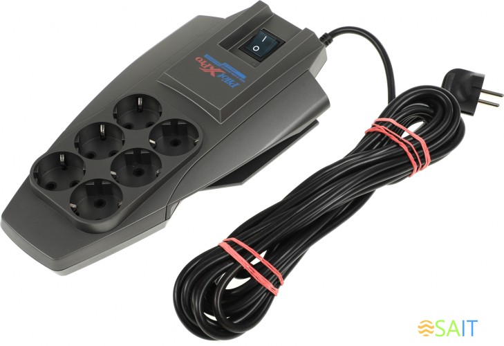 Сетевой фильтр Pilot X-Pro 7м (6 розеток) серый (коробка)