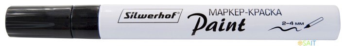 Маркер лаковый Silwerhof Paint пулевидный пиш. наконечник 2-4мм металический корпус черный