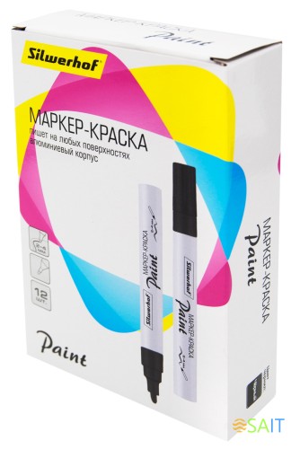 Маркер лаковый Silwerhof Paint пулевидный пиш. наконечник 2-4мм металический корпус черный