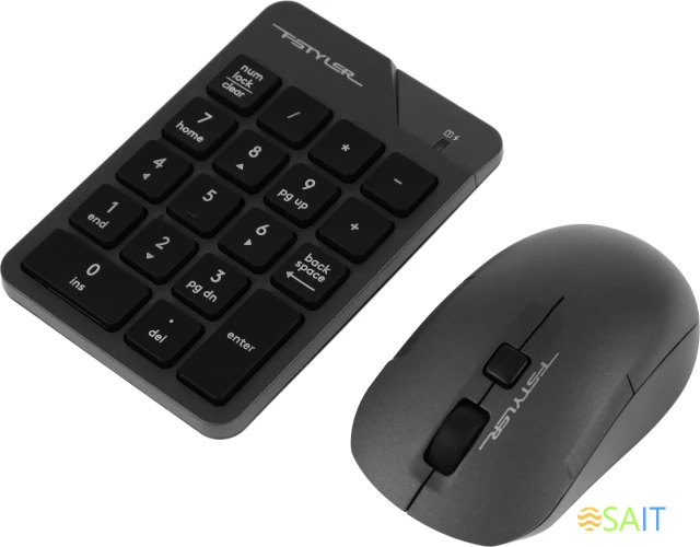 Числовой блок + мышь A4Tech Fstyler FG1600C Air клав:серый мышь:серый/черный USB беспроводная slim (FG1600C)
