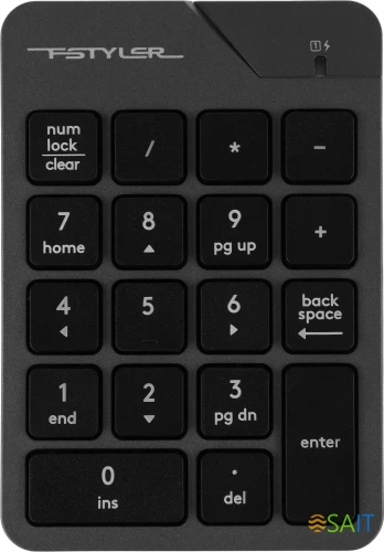 Числовой блок + мышь A4Tech Fstyler FG1600C Air клав:серый мышь:серый/черный USB беспроводная slim (FG1600C)