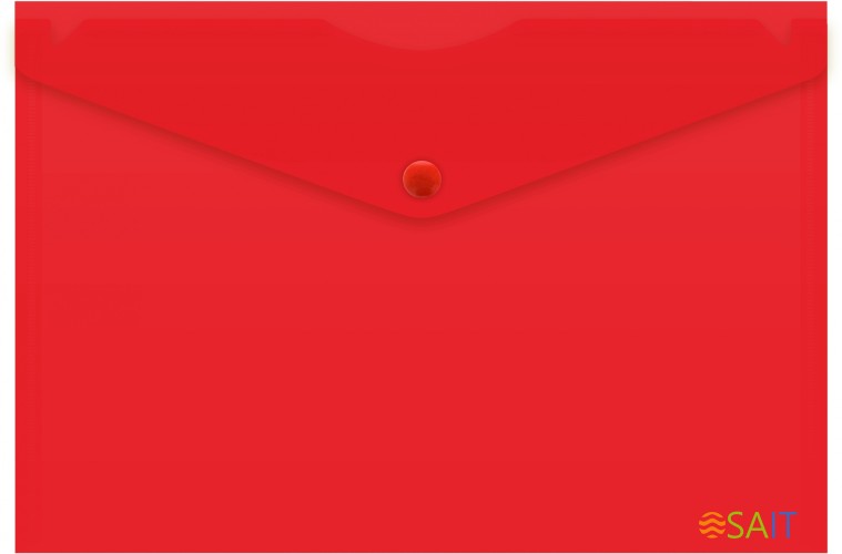 Конверт на кнопке Бюрократ -PK804A5NRED A5 непрозрачный пластик 0.18мм красный