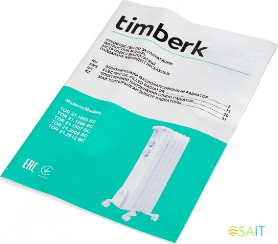 Радиатор масляный Timberk TOR 21.1005 BC 1000Вт белый