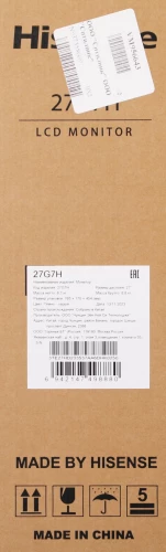 Монитор Hisense 27" 27G7H темно-серый IPS Mini-LED LED 16:9 HDMI Piv 600cd 178гр/178гр 2560x1440 170Hz FreeSync Premium DP Quad 2K (1440p) 6.8кг