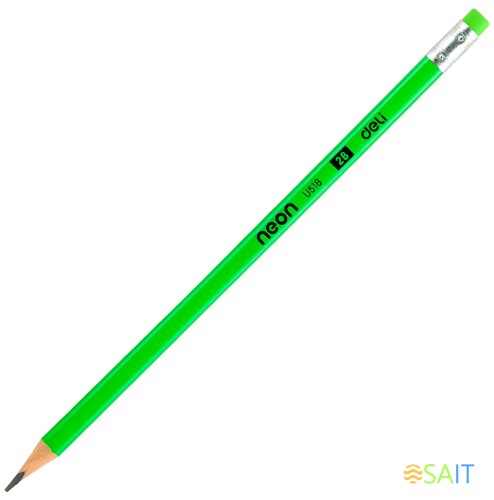 Карандаш ч/г Deli Neon EU51800 2B трехгран. тополь карт.кор. (12шт) ластик