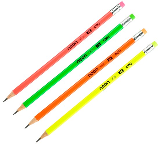 Карандаш ч/г Deli Neon EU51800 2B трехгран. тополь карт.кор. (12шт) ластик