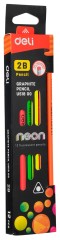 Карандаш ч/г Deli Neon EU51800 2B трехгран. тополь карт.кор. (12шт) ластик