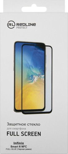 Защитное стекло для экрана Redline черный для Infinix Smart 6 NFC 2.5D 1шт. (УТ000028372)