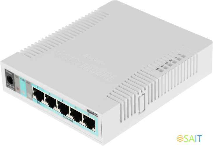 Коммутатор MikroTik RB260GS CSS106-5G-1S (L2) 5x1Гбит/с 1SFP управляемый