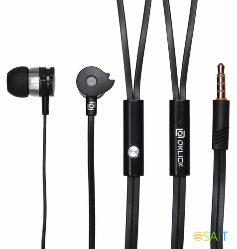 Гарнитура внутриканальные Оклик HS-S-210 1.2м черный проводные в ушной раковине (D1B)
