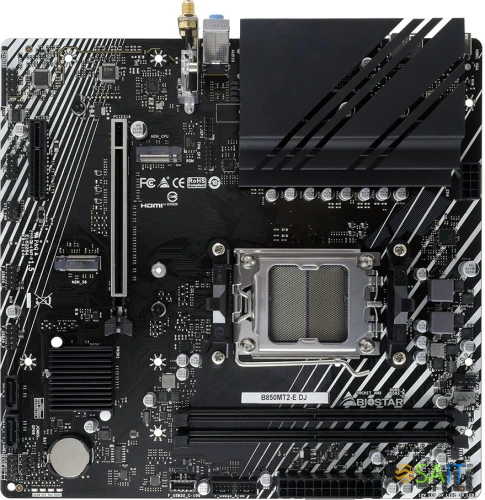 Материнская плата Biostar B850MT2-E DJ SocketAM5 AMD B850 2xDDR5 mATX AC`97 8ch(7.1) 2.5Gg RAID+HDMI+DP