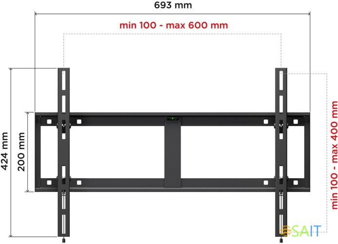 Кронштейн для телевизора Holder LCD-T6606 черный 32"-90" макс.60кг настенный наклон