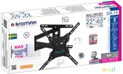 Кронштейн для телевизора Kromax DIX-19 черный 22"-65" макс.45кг настенный поворотно-выдвижной и наклонный