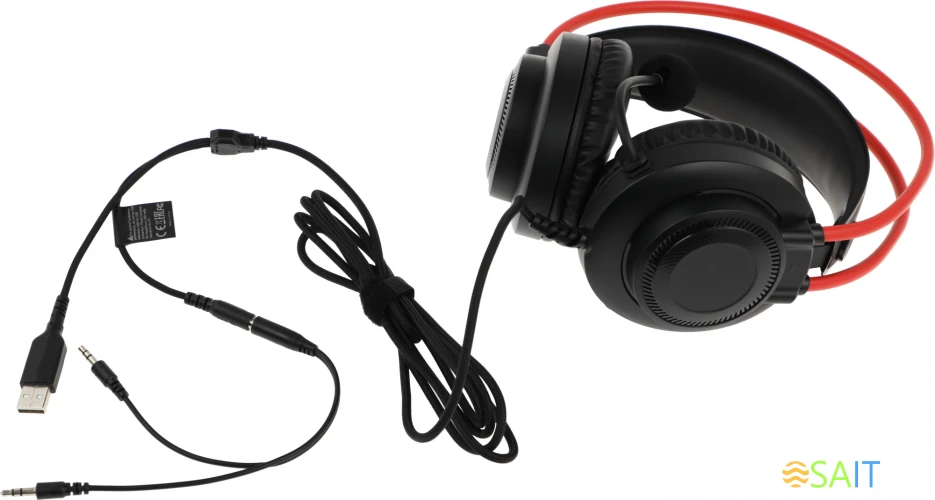 Наушники с микрофоном A4Tech Bloody G200 черный/красный 2м мониторные оголовье (G200  AUX3.5-4PIN +USB)
