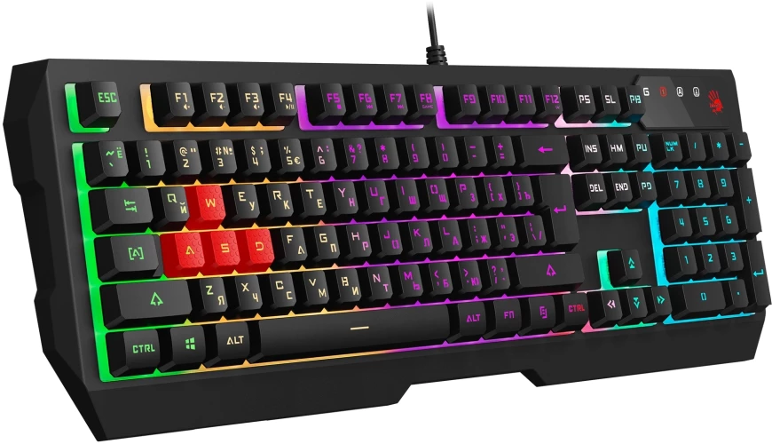 Клавиатура A4Tech Bloody B140N черный USB Multimedia for gamer LED (подставка для запястий) (B140N)