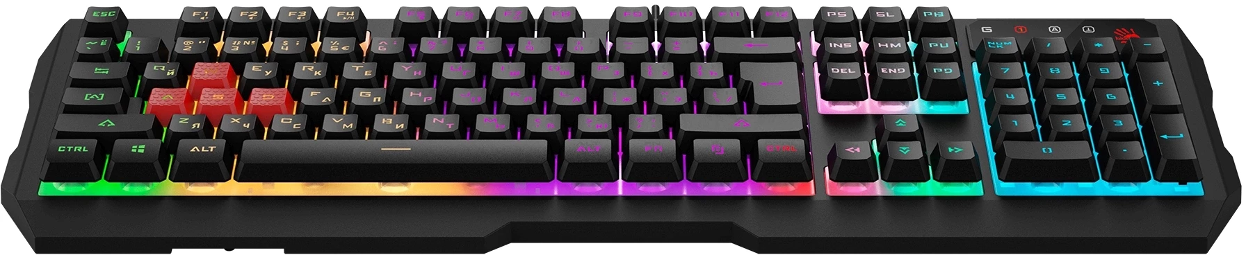 Клавиатура A4Tech Bloody B140N черный USB Multimedia for gamer LED (подставка для запястий) (B140N)
