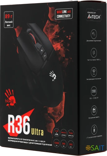Мышь A4Tech Bloody R36 Ultra черный оптическая 12000dpi беспров. USB 7but
