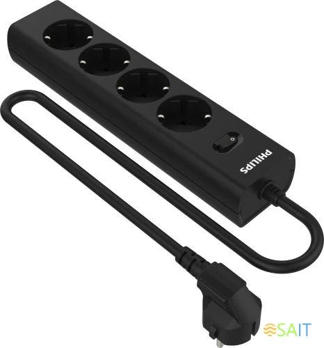 Сетевой фильтр Philips CHP2145BB/51 3м (4 розетки) черный (коробка)