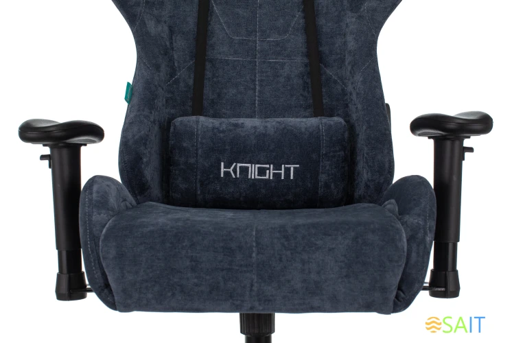 Кресло игровое Zombie VIKING KNIGHT Fabric синий Light-27 с подголов. крестов. металл