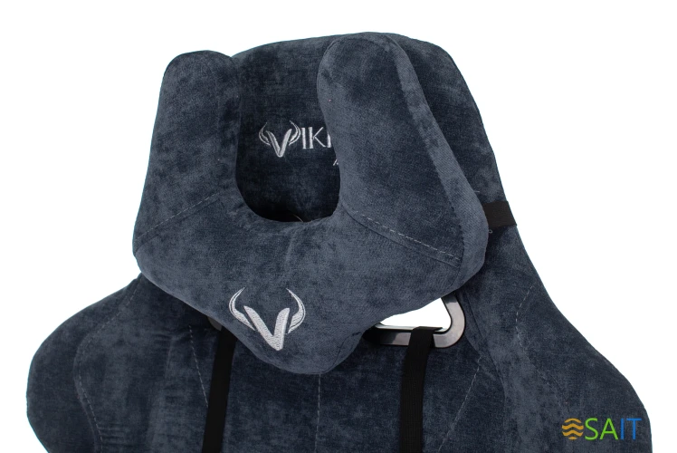 Кресло игровое Zombie VIKING KNIGHT Fabric синий Light-27 с подголов. крестов. металл