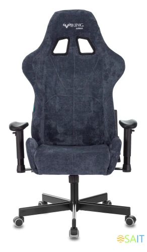 Кресло игровое Zombie VIKING KNIGHT Fabric синий Light-27 с подголов. крестов. металл