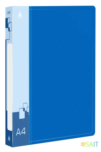 Папка на 4-х кольцах Бюрократ -0818/4RBLU A4 пластик 0.7мм кор.18мм внутр. с вставкой синий