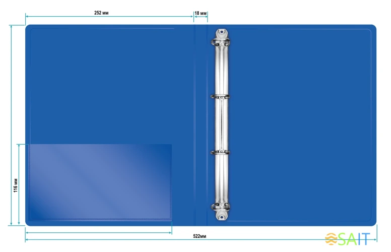 Папка на 4-х кольцах Бюрократ -0818/4RBLU A4 пластик 0.7мм кор.18мм внутр. с вставкой синий