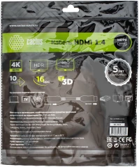 Кабель аудио-видео Cactus CS-HDMI.1.4-1.8 HDMI (m)/HDMI (m) 1.8м. позолоч.конт. черный