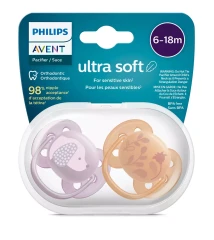 Пустышка ultra soft, собачка/цветочки, 6-18 мес., 2 шт. Пустышка ultra soft, собачка/цветочки, 6-18 мес., 2 шт.
