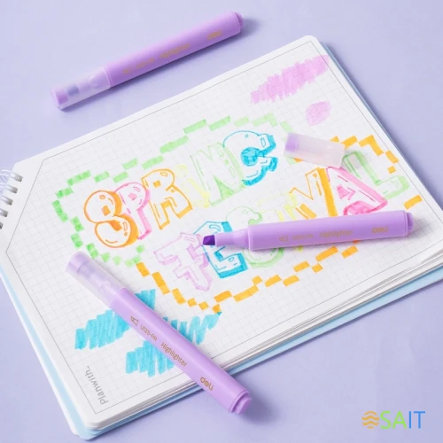 Текстовыделитель Deli EU12S-PR скошенный пиш. наконечник 1-5мм фиолетовый коробка картонная