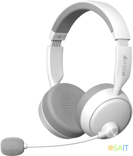 Наушники с микрофоном A4Tech BH230 белый/серый мониторные BT оголовье (BH230 WHITE)
