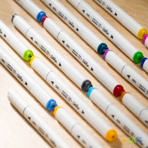 Набор маркеров для скетчинга Deli EC187-24 ColoRun 11мм 150мм трехгр. двойной пиш. наконечник 1-5мм 24цв. ассорти пластиковая коробка (24шт.)