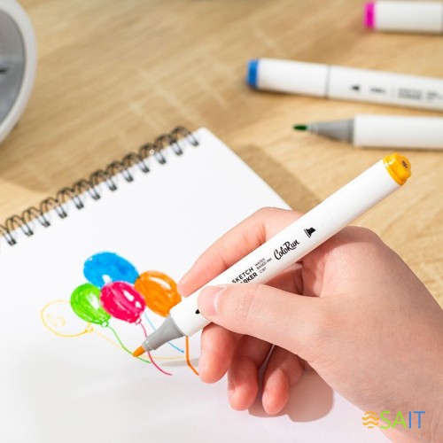 Набор маркеров для скетчинга Deli EC187-24 ColoRun 11мм 150мм трехгр. двойной пиш. наконечник 1-5мм 24цв. ассорти пластиковая коробка (24шт.)