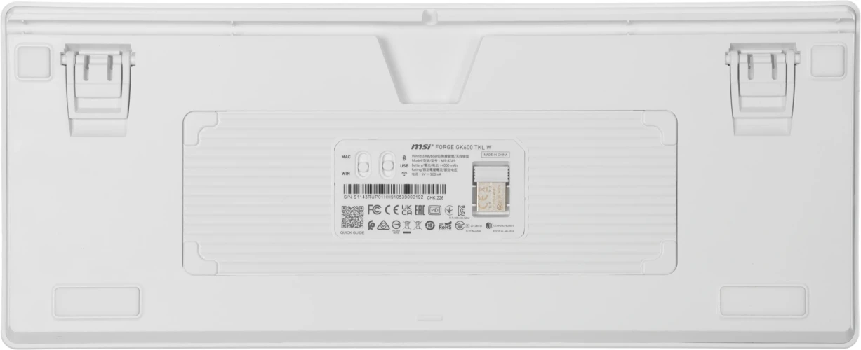 Клавиатура MSI Forge GK600 механическая белый/синий USB беспроводная BT/Radio Multimedia for gamer LED (S11-43RUP01-HH9) кабель 1.8м