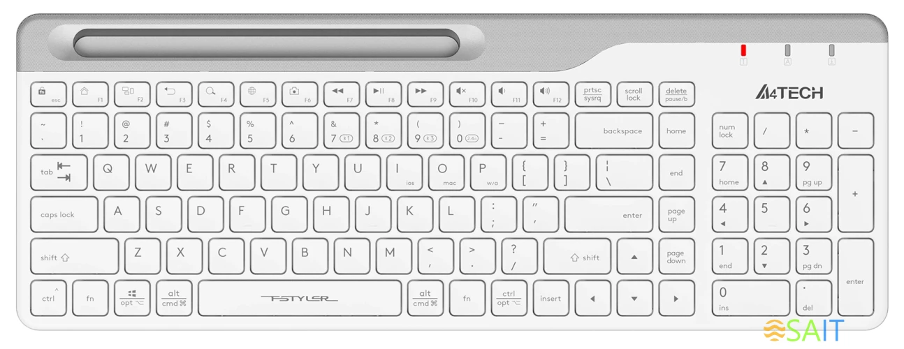 Клавиатура A4Tech Fstyler FBK25 белый/серый USB беспроводная BT/Radio slim Multimedia