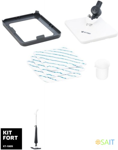 Швабра паровая Kitfort КТ-1009 1300Вт черный/белый